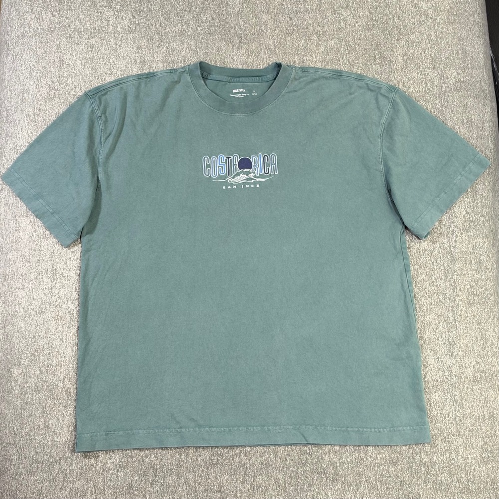 Hollister Mens Heavyweight Boxy Fit Costa Rica San Jose Embroidered T-Shirt XL